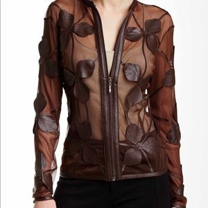Pleather Flower Mesh Jacket